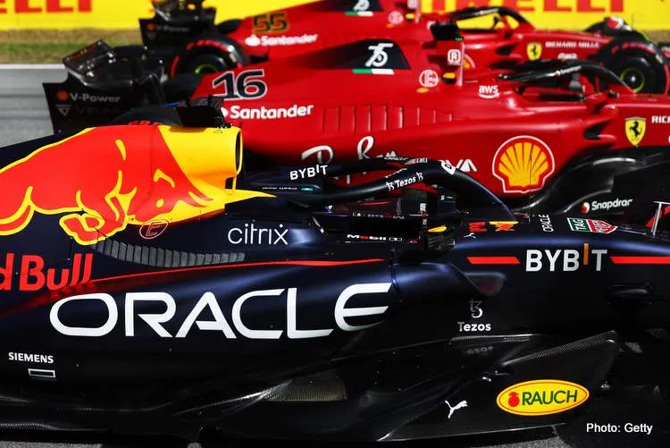 ferrari red bull parc ferme barcelona 2022