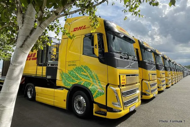 formula1 dhl biofuel trucks 2023