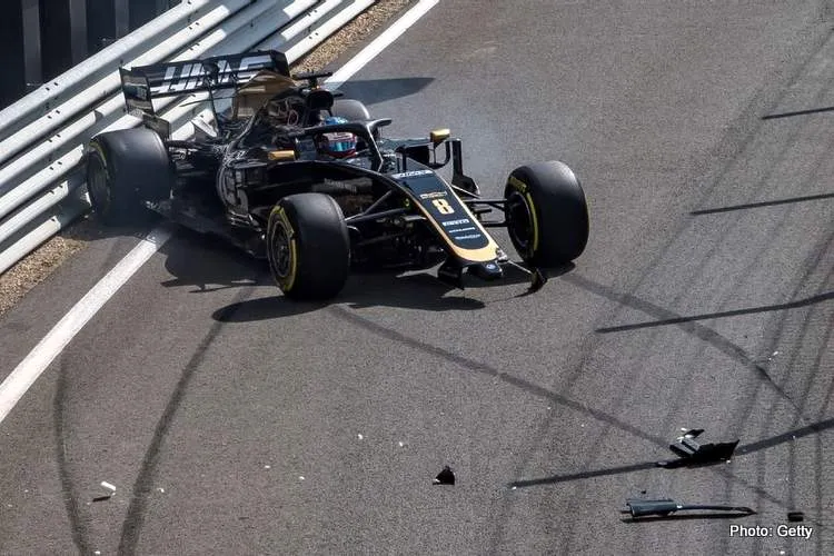 grosjean spin crash
