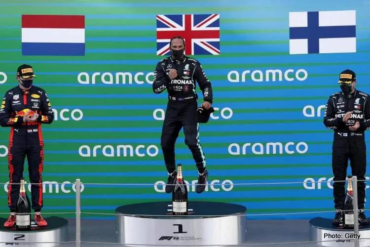 hamilton bottas verstappen spanish grand prix podium 2021