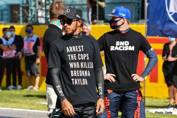 hamilton protest f1 muzzle