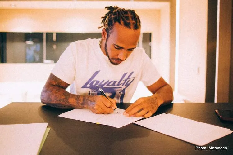 hamilton signs new mercedes contract