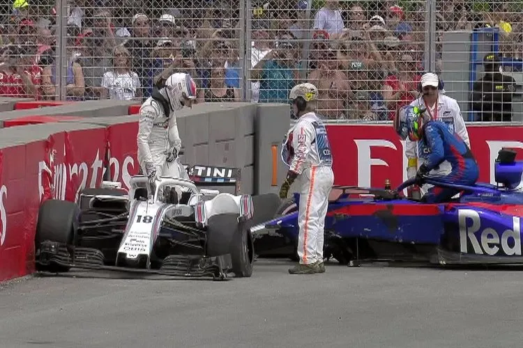 hartley stroll crash accident shunt dnf