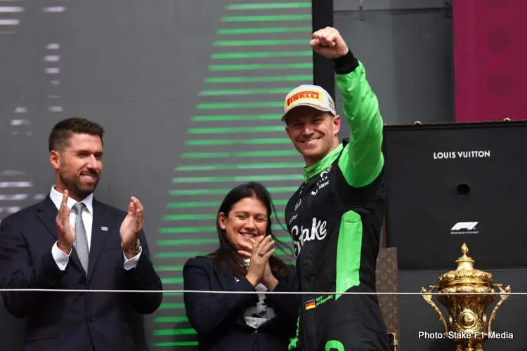 hulkenberg podium silvesrtaone stake f1