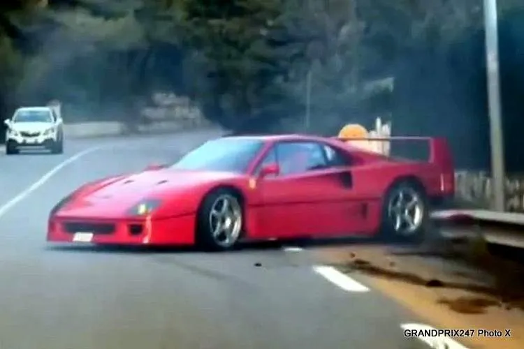 lando norris ferrari f40 crash monaco 2025