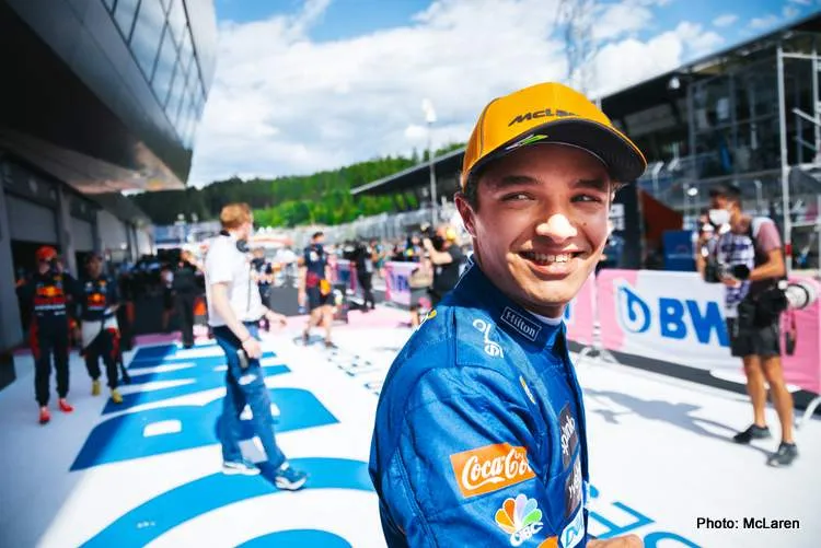 lando norris qualifying astrian grand prix celebrates
