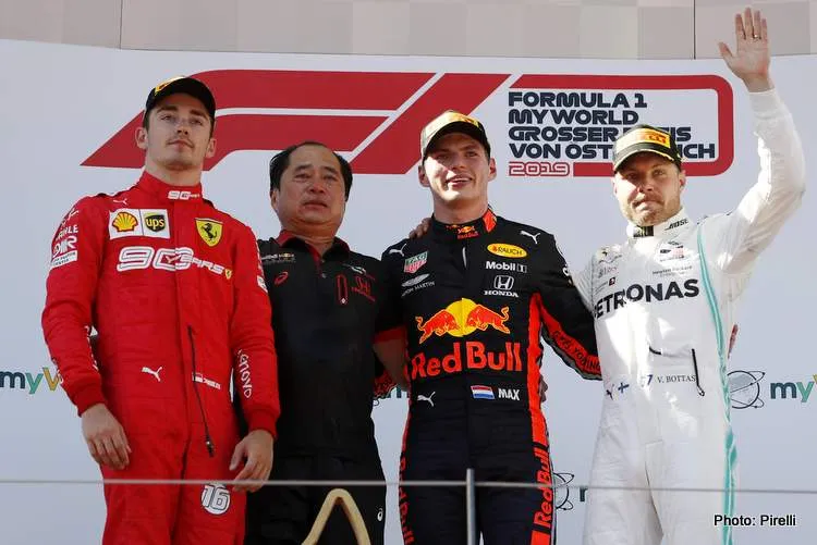 leclerc bottas verstappen podium