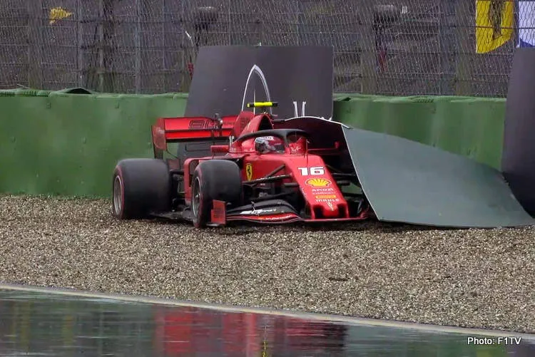 leclerc crash accident hockenheim german grand prix 2019
