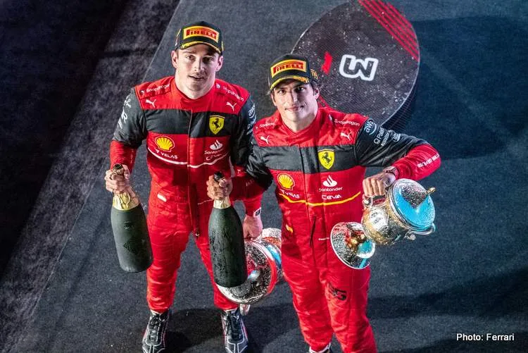 leclerc sainz bahrain podium 2022
