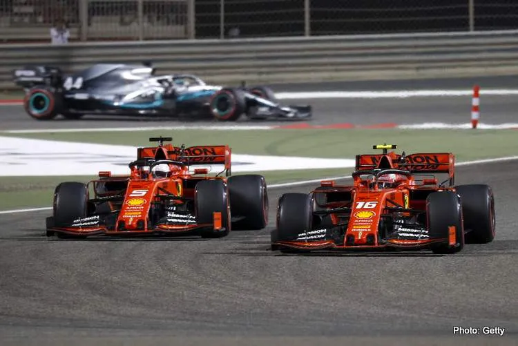 leclerc vettel hamilton bahrain gp f1 race photo