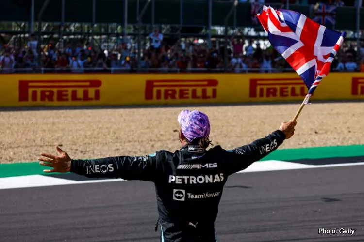 lewis hamilton celebrates british grand prix victory