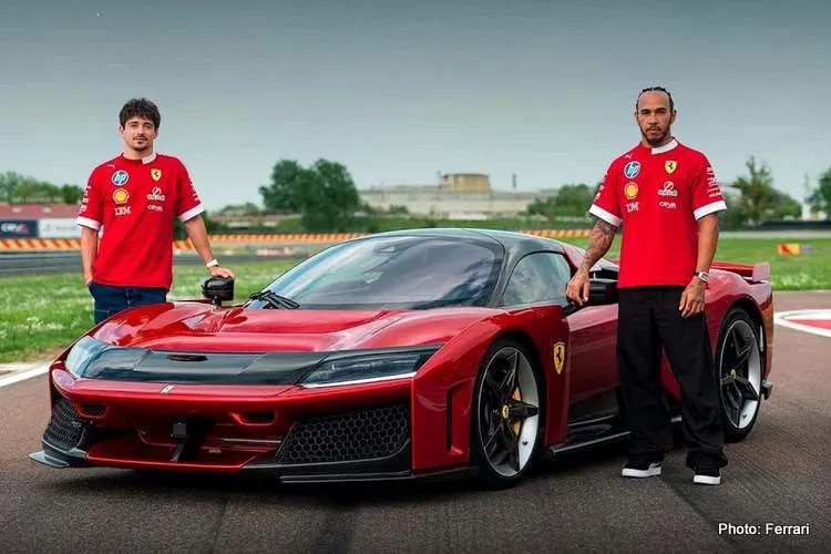 lewis hamilton charles leclerc and the ferrari f80