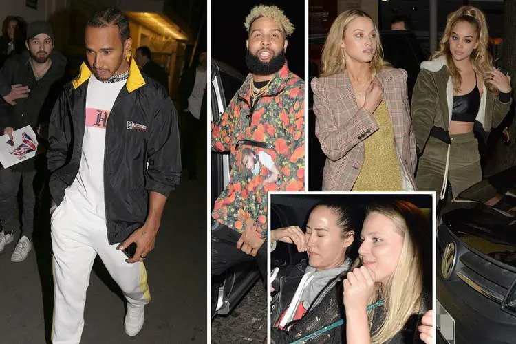 lewis hamilton dines with odell beckham jr and models before