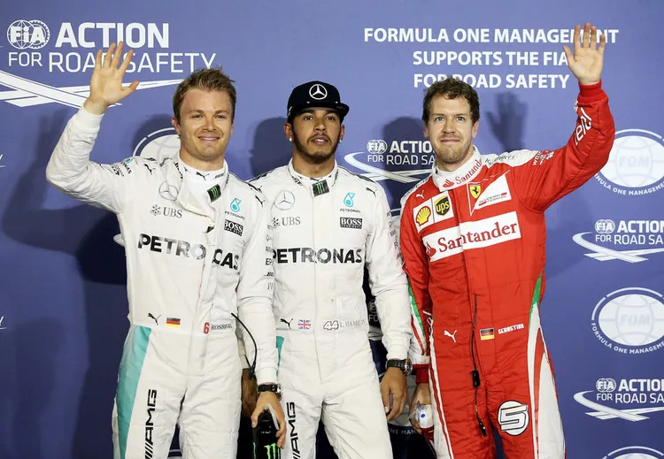 lewis hamilton of great britain and mercedes gp nico rosberg of germany and mercedes gp and sebastian vettel of germany and ferrari