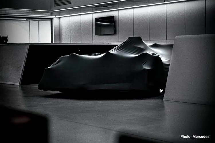 mercedes car covered f1 2023 w14
