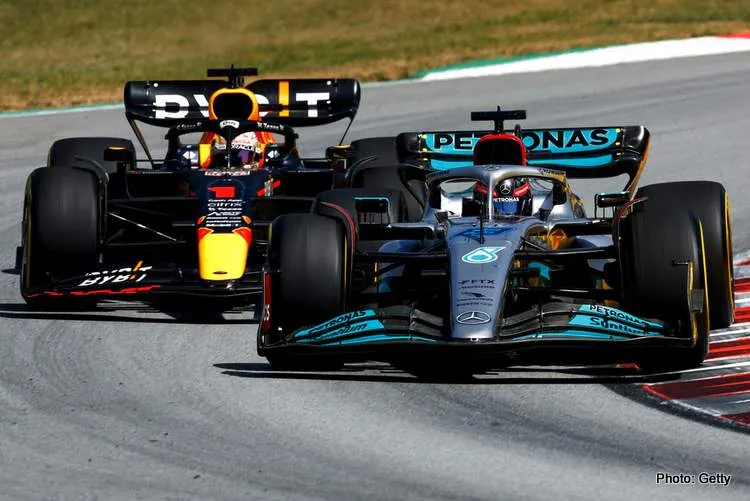 mercedes russell verstappen red bull spain battle 2022