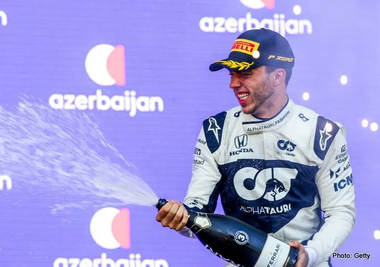 pierre gasly 2021 azerbaijan grand prix podium third alpha tauri baku f1