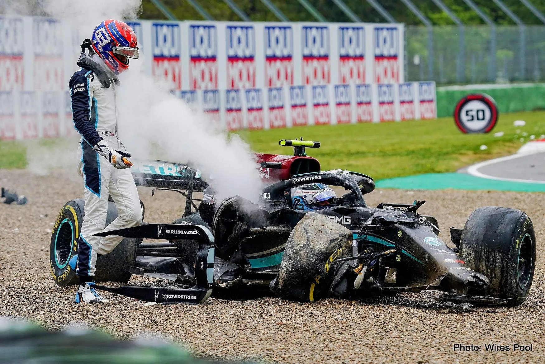russell valtteri bottas imola crash 2021