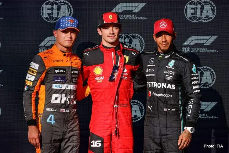 top three qualifying leclerc hamilton norrisf1 1