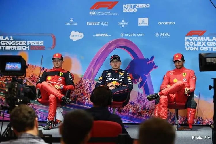 top three sprint race austrian gp verstappen leclerc sainz