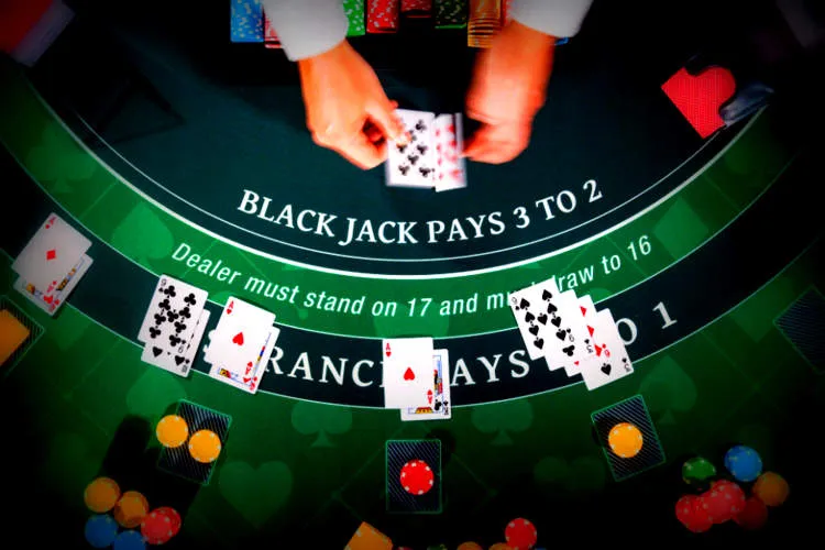 top view of blackjack table