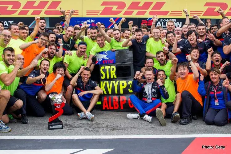 toro rosso celebrate after 2019 german grand prix