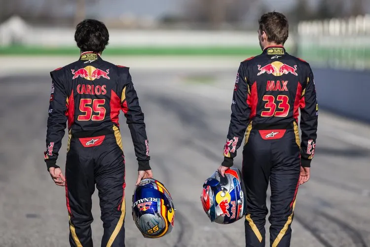 torre rosso f1 driver carlos sainz and max verstappen in barcelona spain
