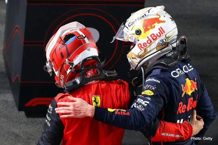 verstappen leclerc parc ferme 2 2022