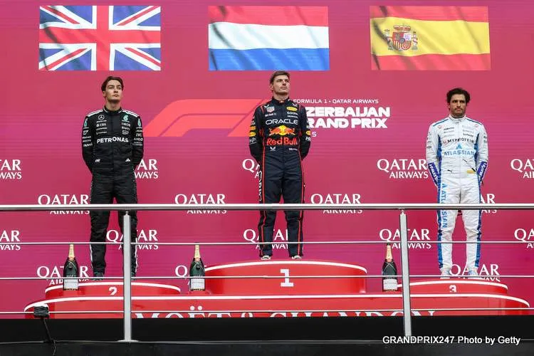 verstappen russell sainz baku 2 2025
