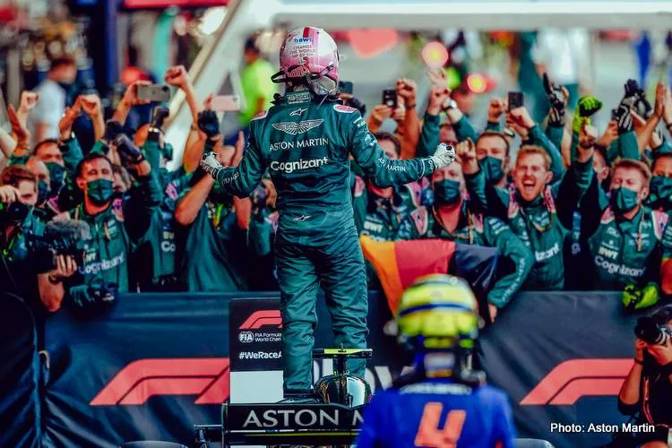vettel second place 2021 azerbaijan grand prix celebrate