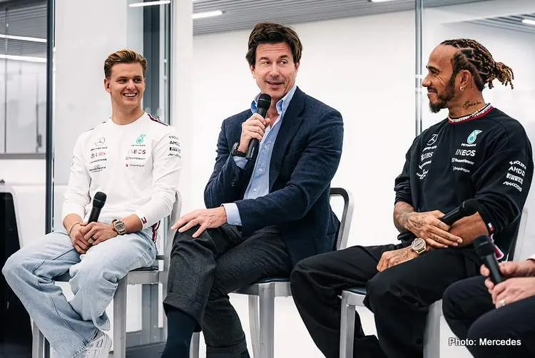 wolff hamilton schumacher brackley 2023
