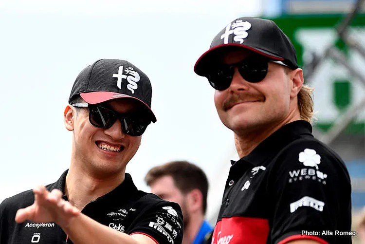 zhou and bottas f1 alfa romeo