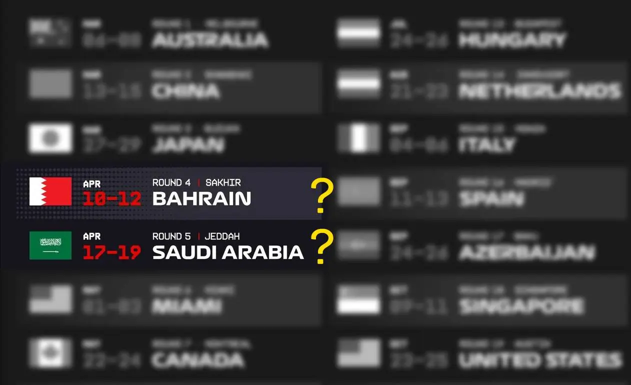 iran war f1 calendar