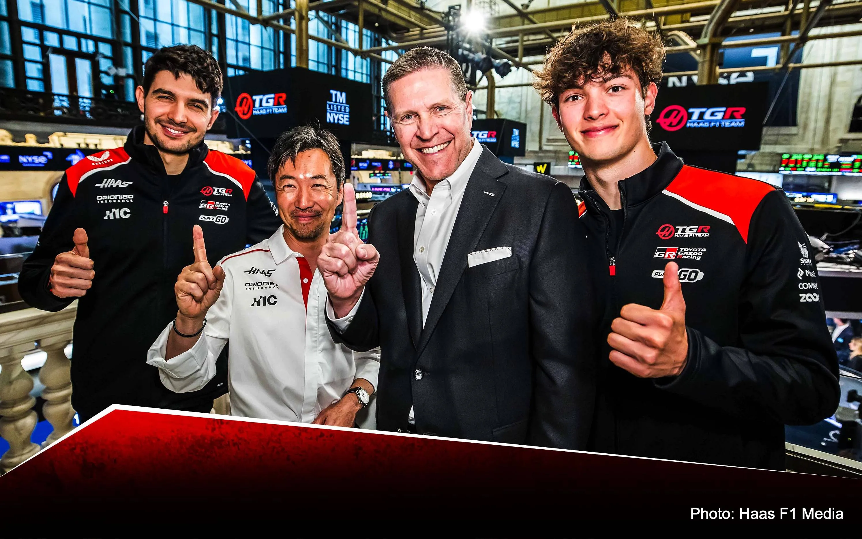 haas f1 team ring bell NYSE ocon bearman komatsu