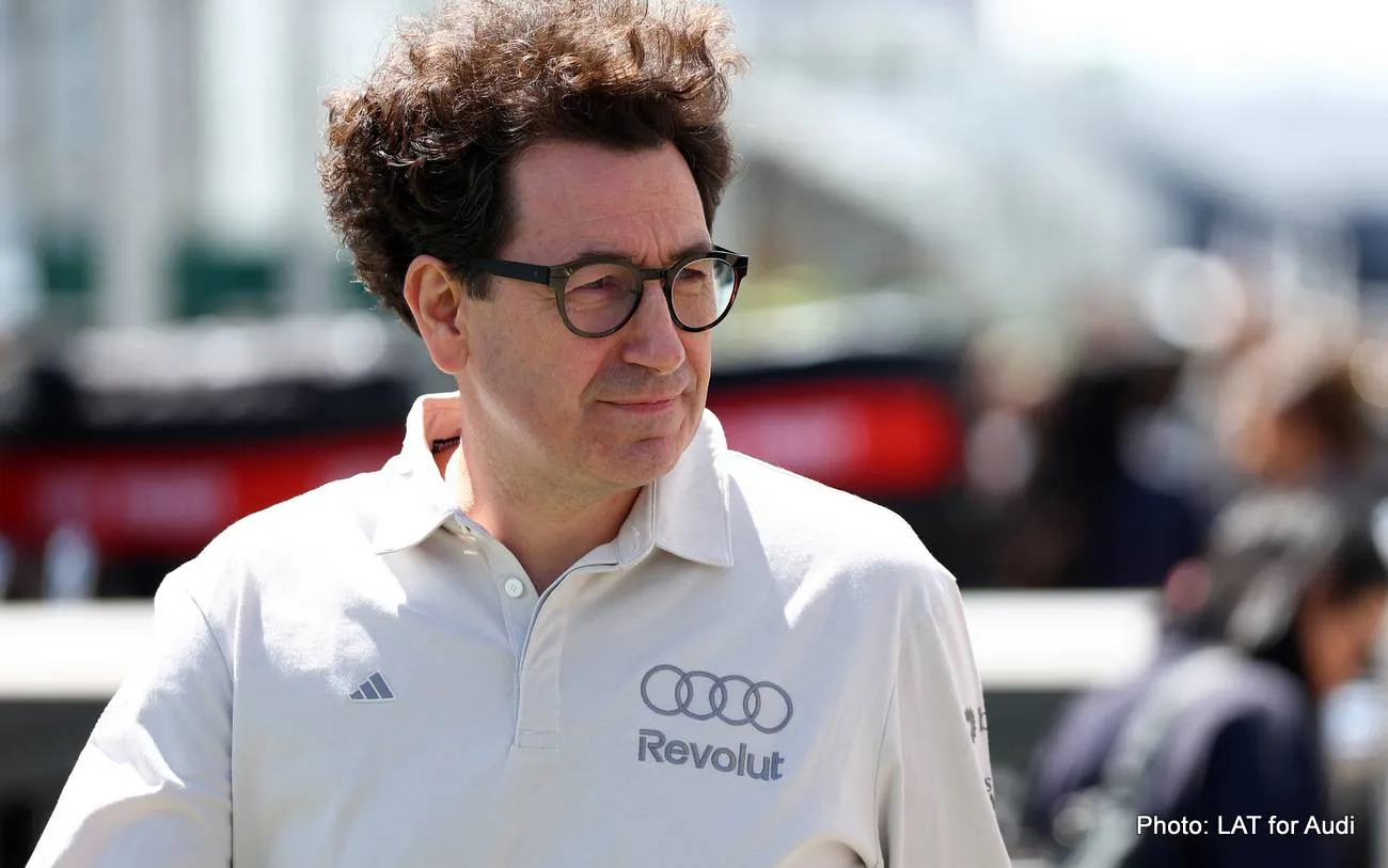 MONTREAL, QUEBEC - MAY 21: Mattia Binotto, CEO and Team Principal of Audi F1 Team looks on during previews ahead of the F1 Grand Prix of Canada at Circuit Gilles-Villeneuve on May 21, 2026 in Montreal, Quebec. (Photo by Andy Hone/LAT Images)