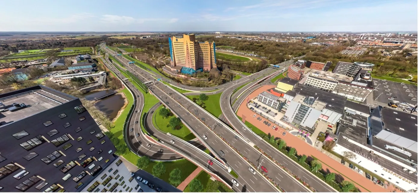 nieuwe verbindingsboog vrijheidsplein vanuit drachten