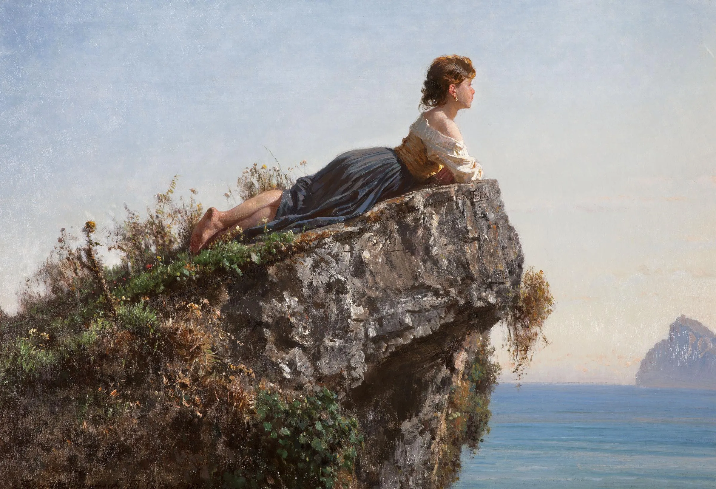 a19202 3 filippo palizzi meisje op een rots in sorrento detail 1871 collezione 1