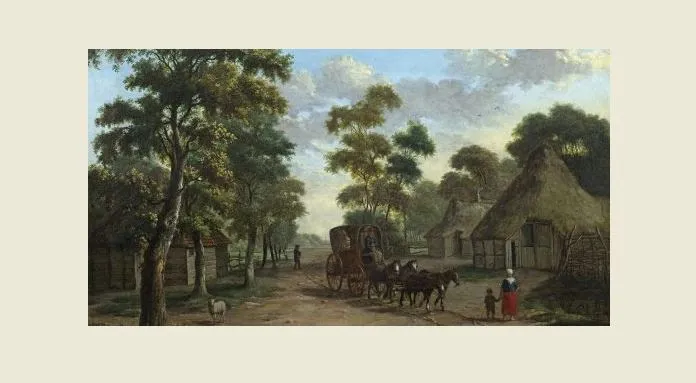 detail uit aankomst in schipborg 1806 van albarta ten oever