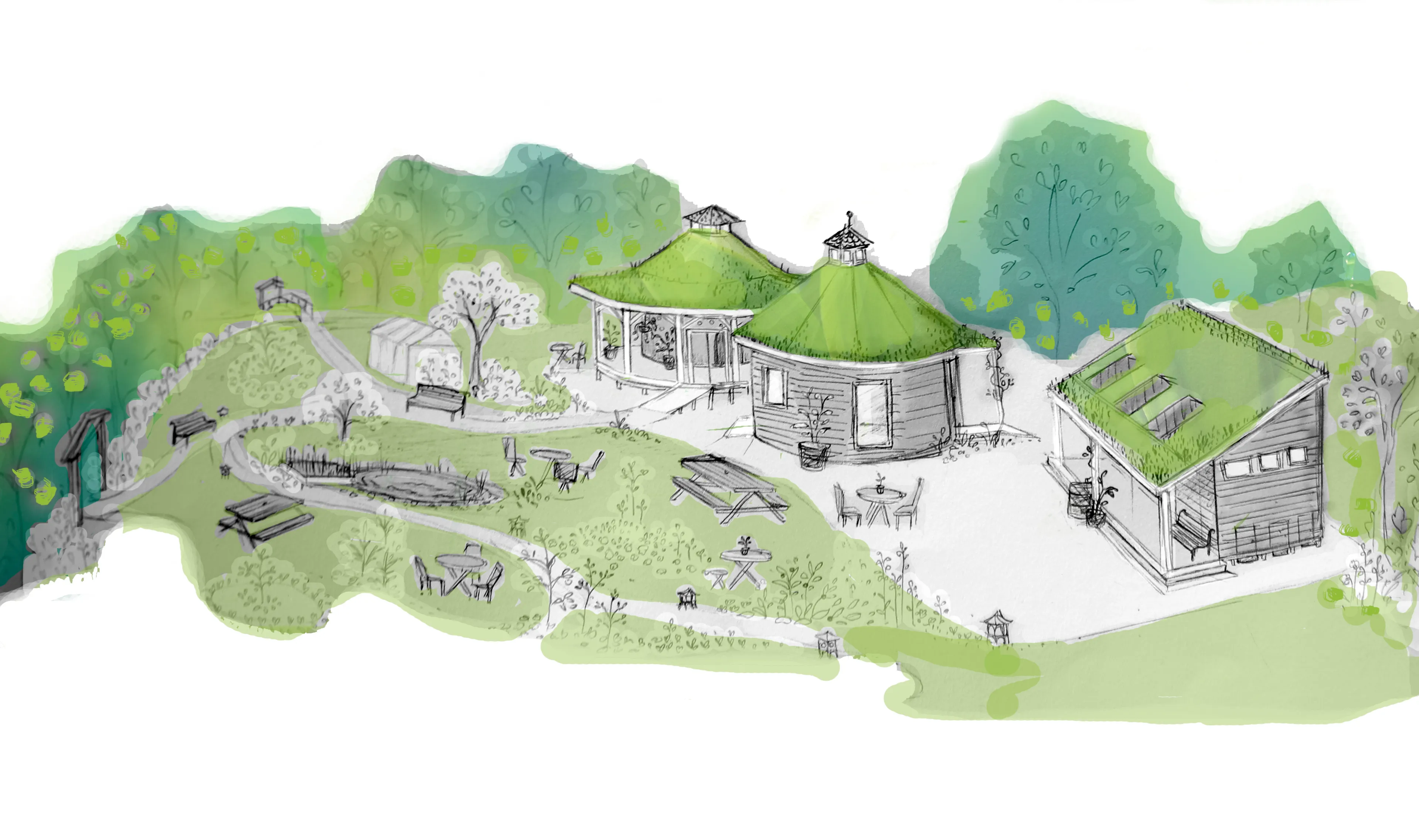 illustratie de wandeling in het stadsparkstichting de wandeling