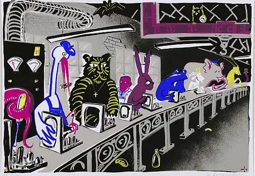 peter angermann walt disney leonardo betrachten das abendland 1972 drukinkt op papier zeefdruk groninger museum