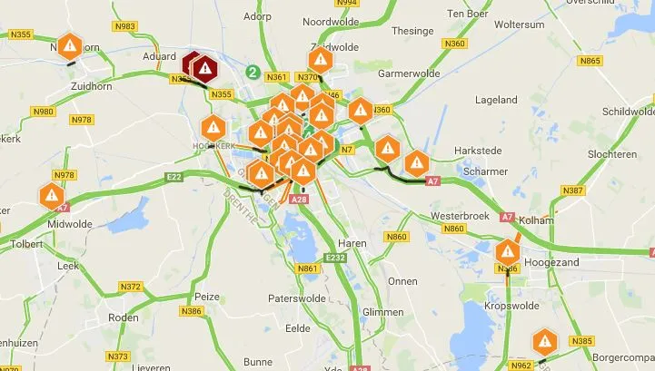 printscreen groningen bereikbaar slimme kaart