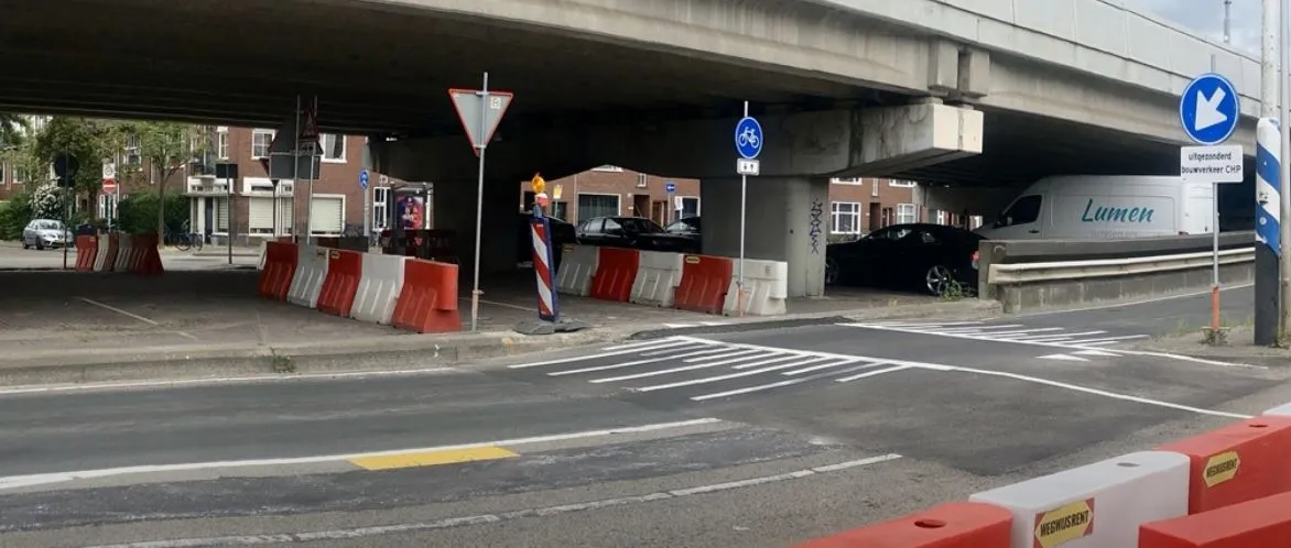 tijdelijk fietsoversteek viaduct emmaviaduct