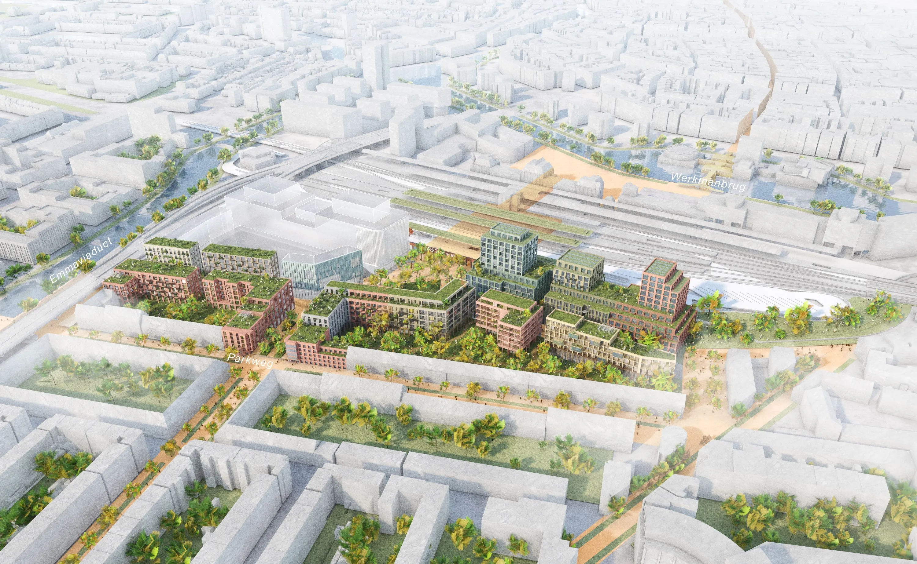 impressie spoorkwartier vanuit de lucht