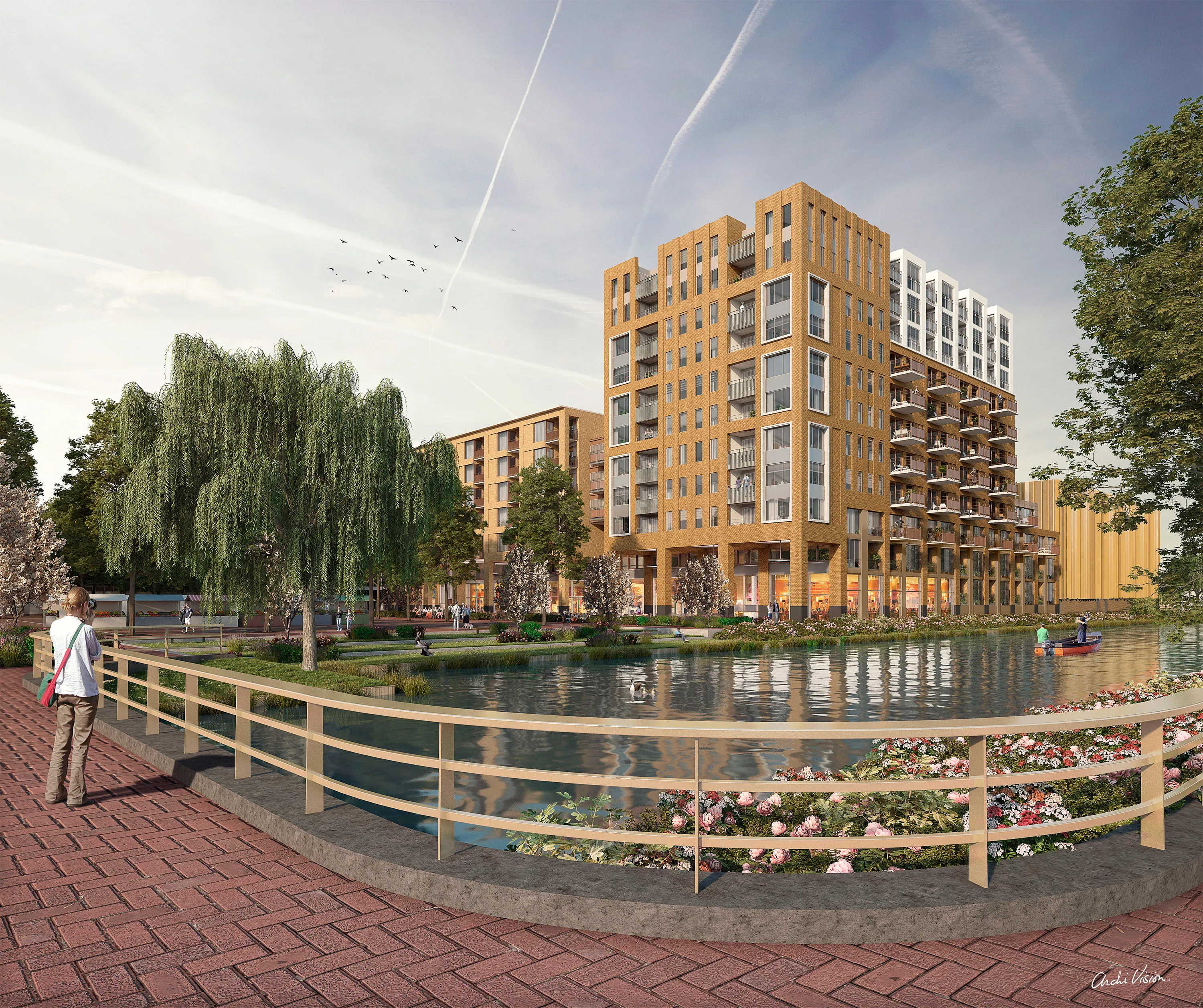appartementengebouw vanaf de californibrug beeldrecht am