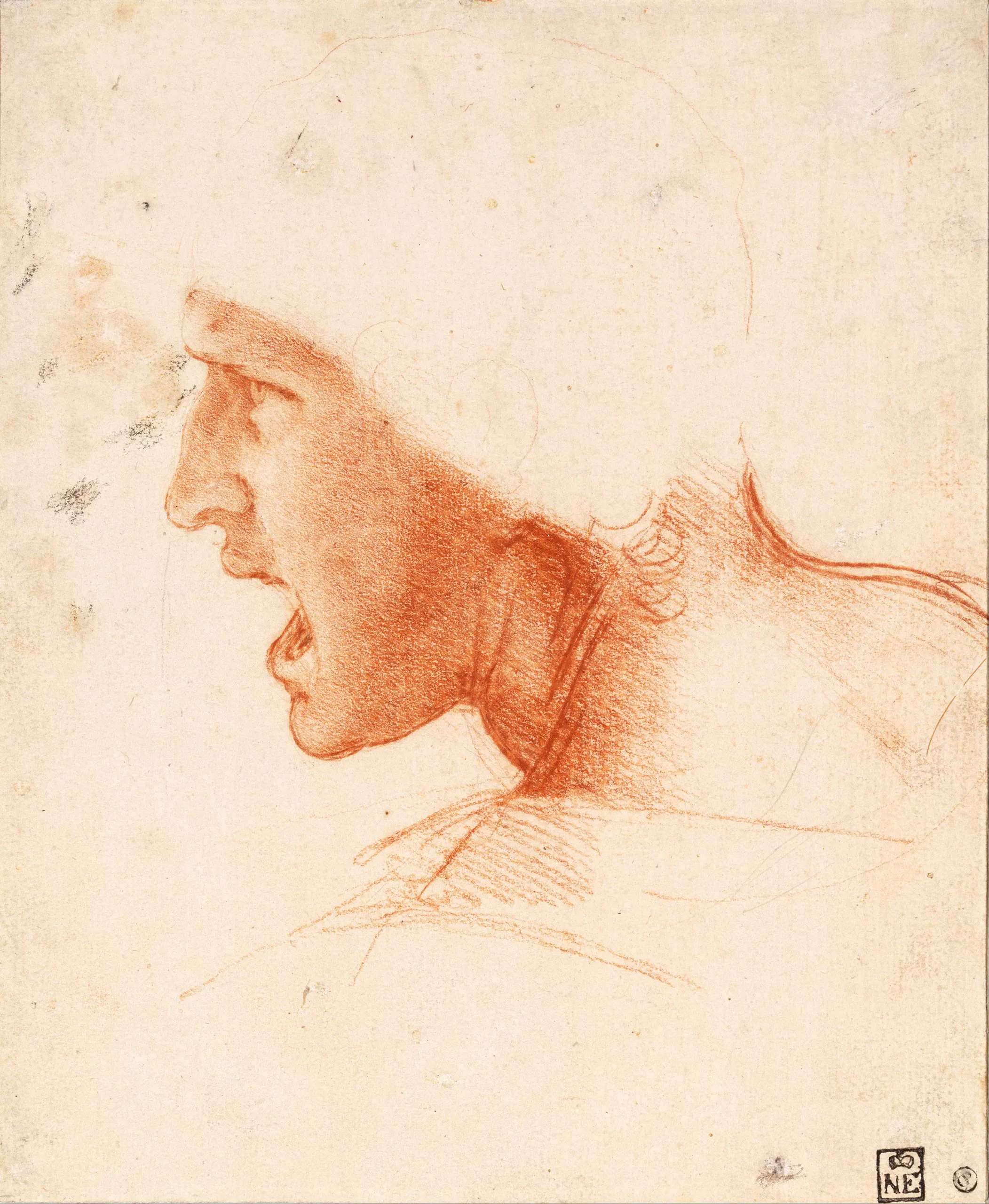 leonardo da vinci study of a warriors head for the battle of anghiari low res 1