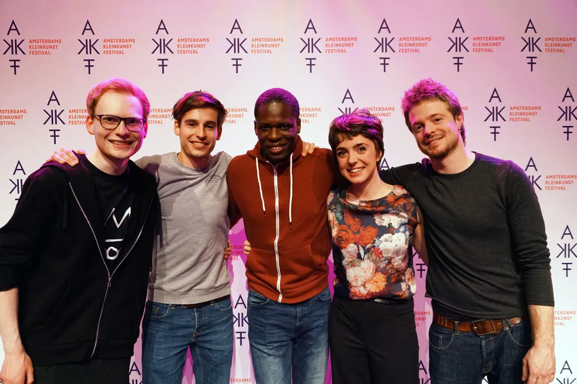 finalisten vlnr michel tim glodi lugungu selma visscher en lars visscher