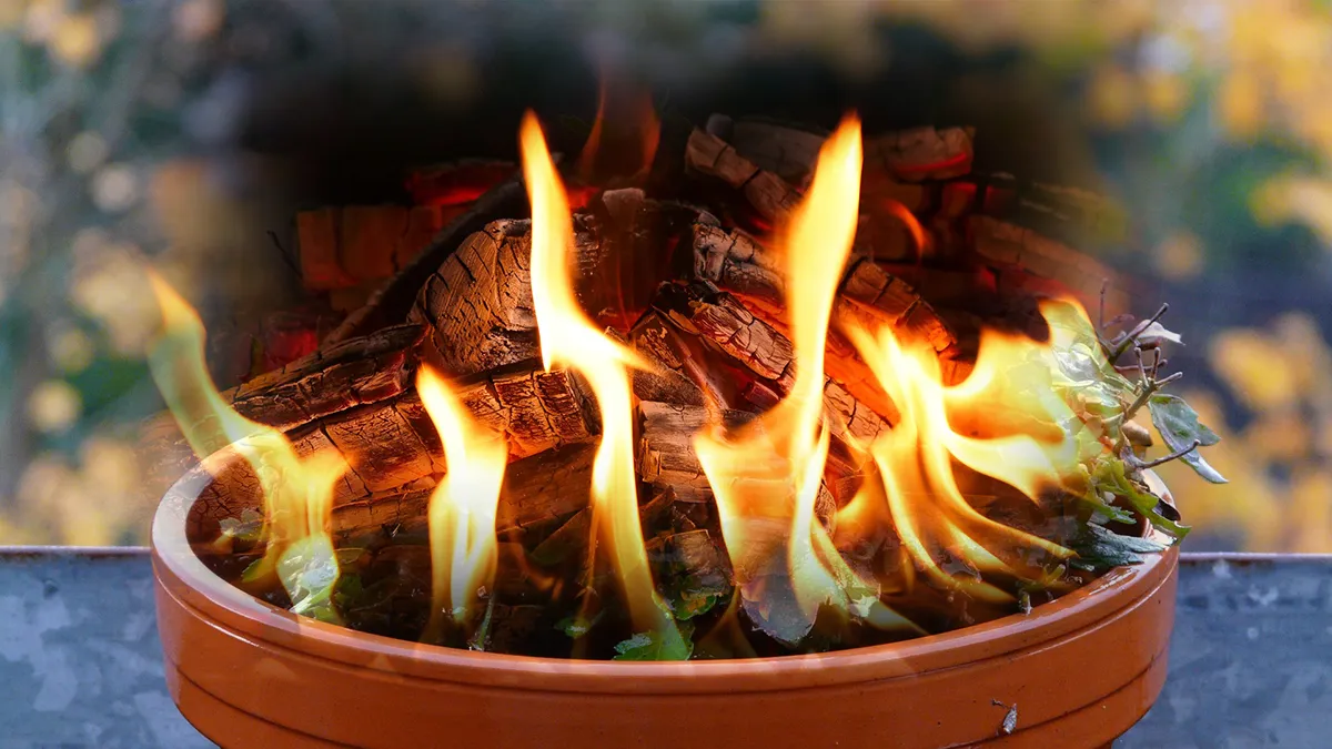 vuur in de blomepot