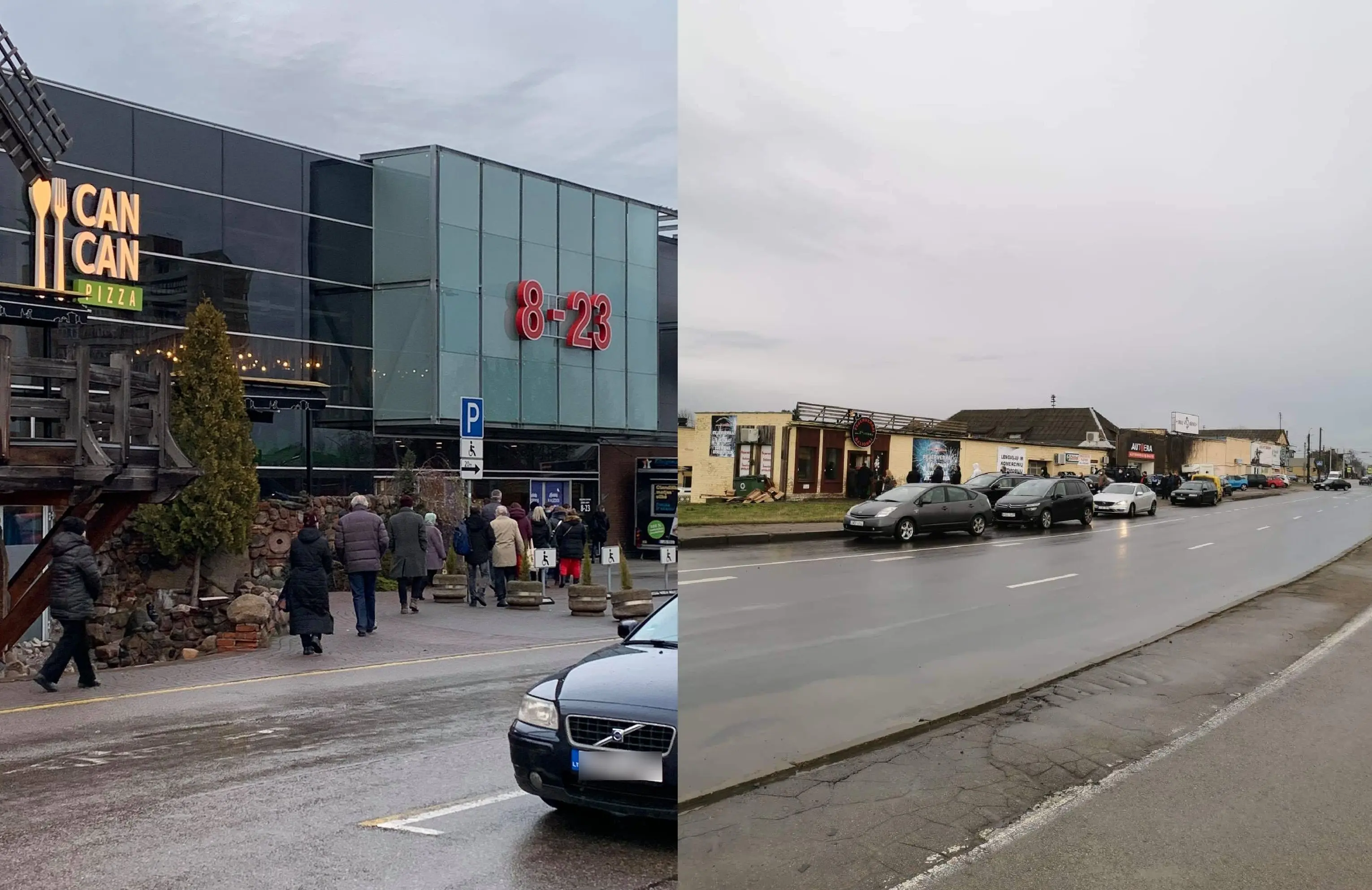 eiles prie parduotuviu