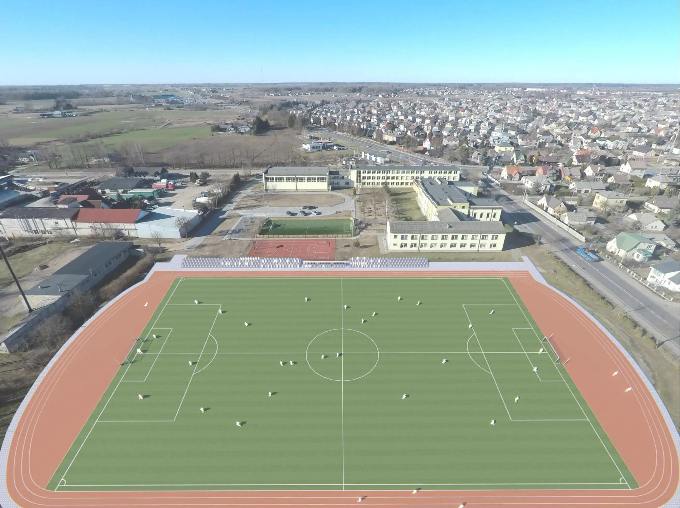 garliavos a mitkaus mokyklos stadiono kompiuterinis vaizdas