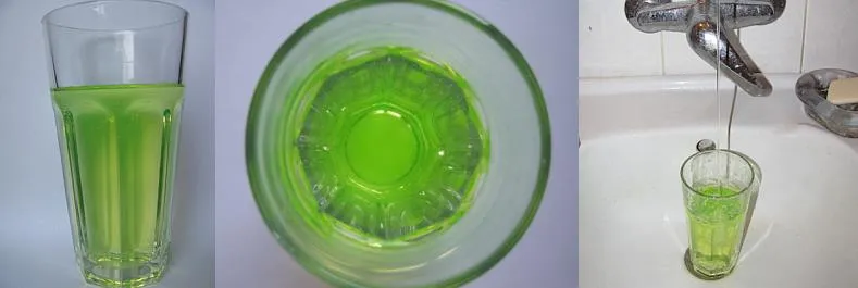 Žalias iš krano bėgantis vanduo